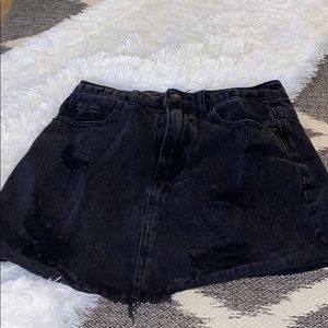 Black ripped jean skirt